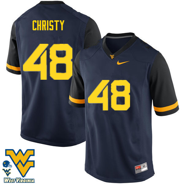 Men #48 Mac Christy West Virginia Mountaineers College Football Jerseys-Navy